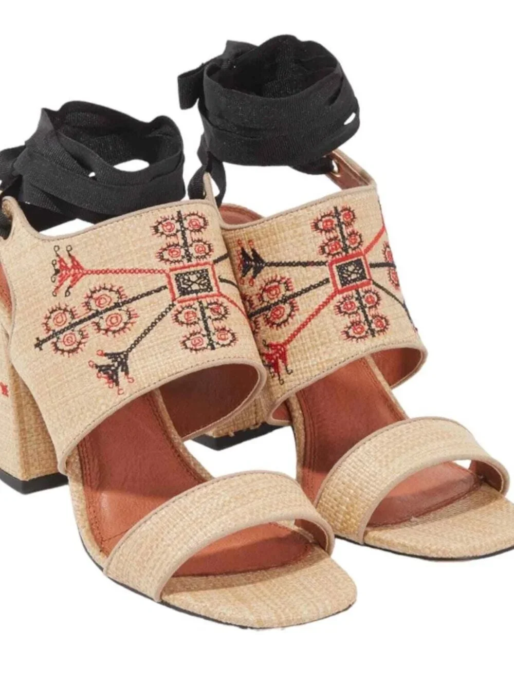 NWOT - Topshop Roxanne Heels Embroidered Sandals w/ Lace Up -‎ Size 6.5